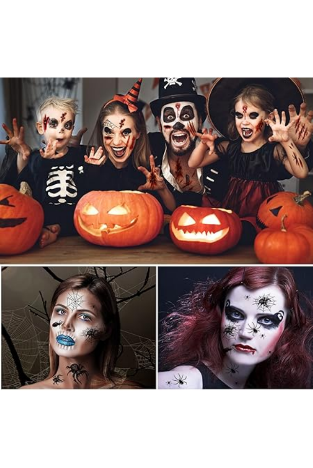 Pachet 20 de tatuaje temporare de Halloween, petreceri tematice, rosii si negre, Moinkerin - QI6Z [5]