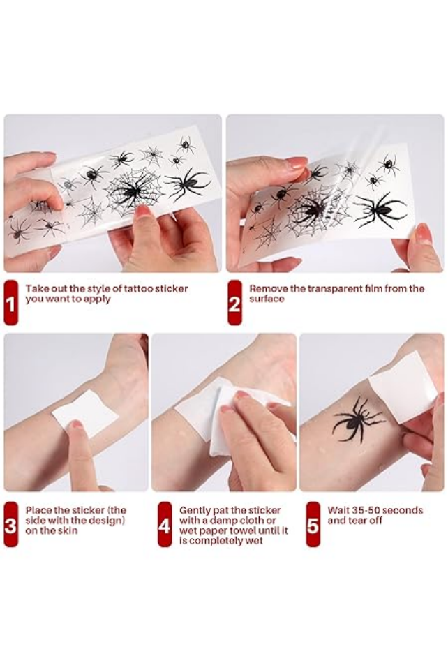 Pachet 20 de tatuaje temporare de Halloween, petreceri tematice, rosii si negre, Moinkerin - QI6Z [6]