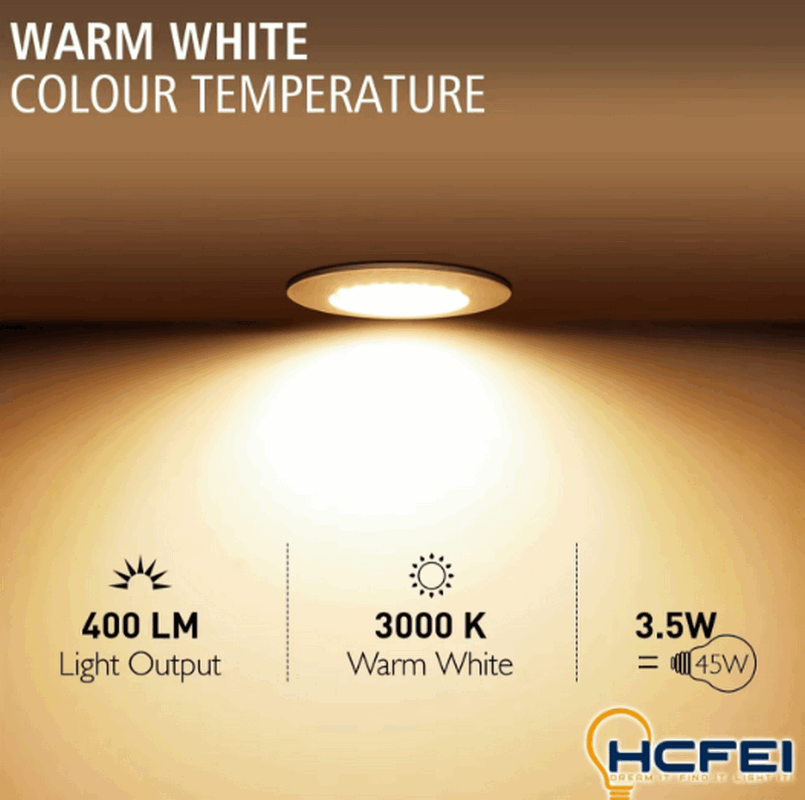 Pachet 6 Spoturi LED, 3.5 W, 400 lm, lumina alb cald 3000k, corp din aluminiu, Alb [4]
