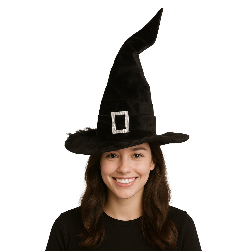 Palaria vrajitoare catifea neagra cu catarama plastic – accesoriu Halloween si carnaval [1]