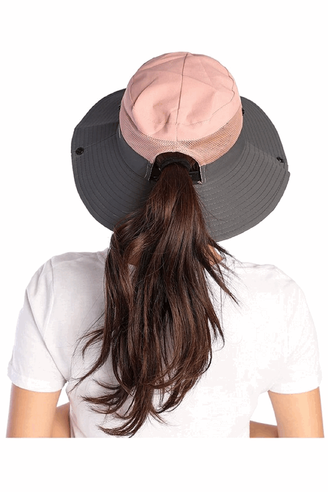 Palarie de soare dama, Jormftte, Poliester/Bumbac, Gri/Roz, 54-59 cm [4]