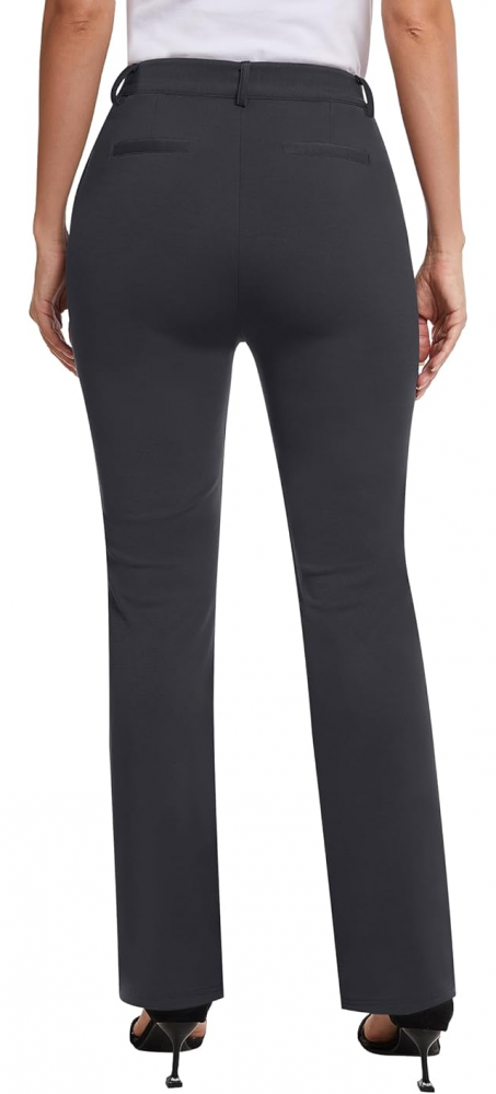 Pantaloni eleganti dama drepti cu talie inalta, Siliteelon, gri [3]