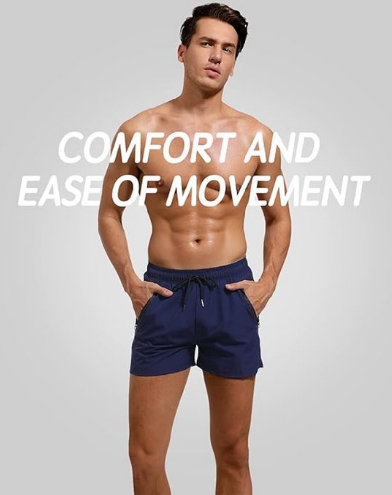 Pantaloni scurti de baie barbati Adorel – model sport, cu buzunar si fermoar, bleumarin [7]