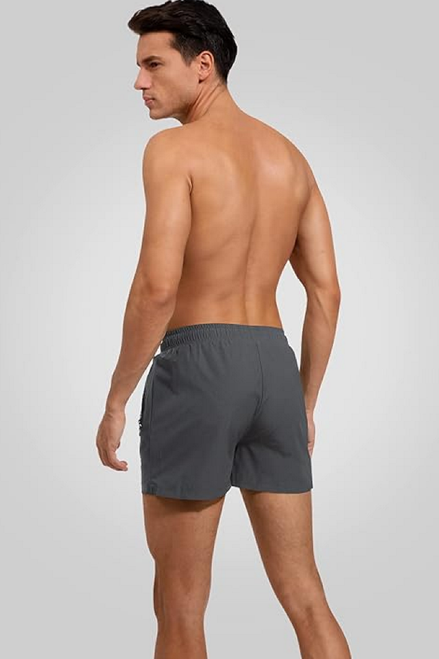 Pantaloni scurti de baie barbati Adorel – model sport, cu buzunar si fermoar, gri, marimea M [6]