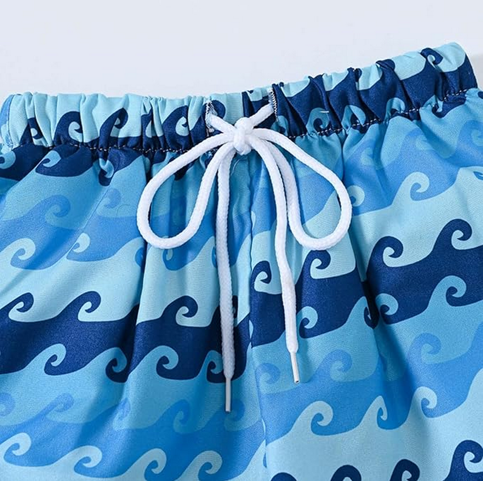 Pantaloni scurti de baie pentru baieti, Uscare rapida, protectie solara UPF 50+, design modern si confort maxim, albastru, marime 130, 3-4 ani [2]