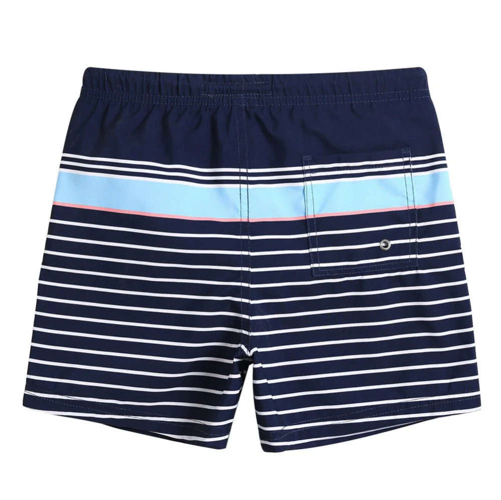Pantaloni scurți de baie pentru bărbați, uscare rapidă, cu buzunare, MaaMgic, bleumarin, model cu dungi, marime 2XL [2]