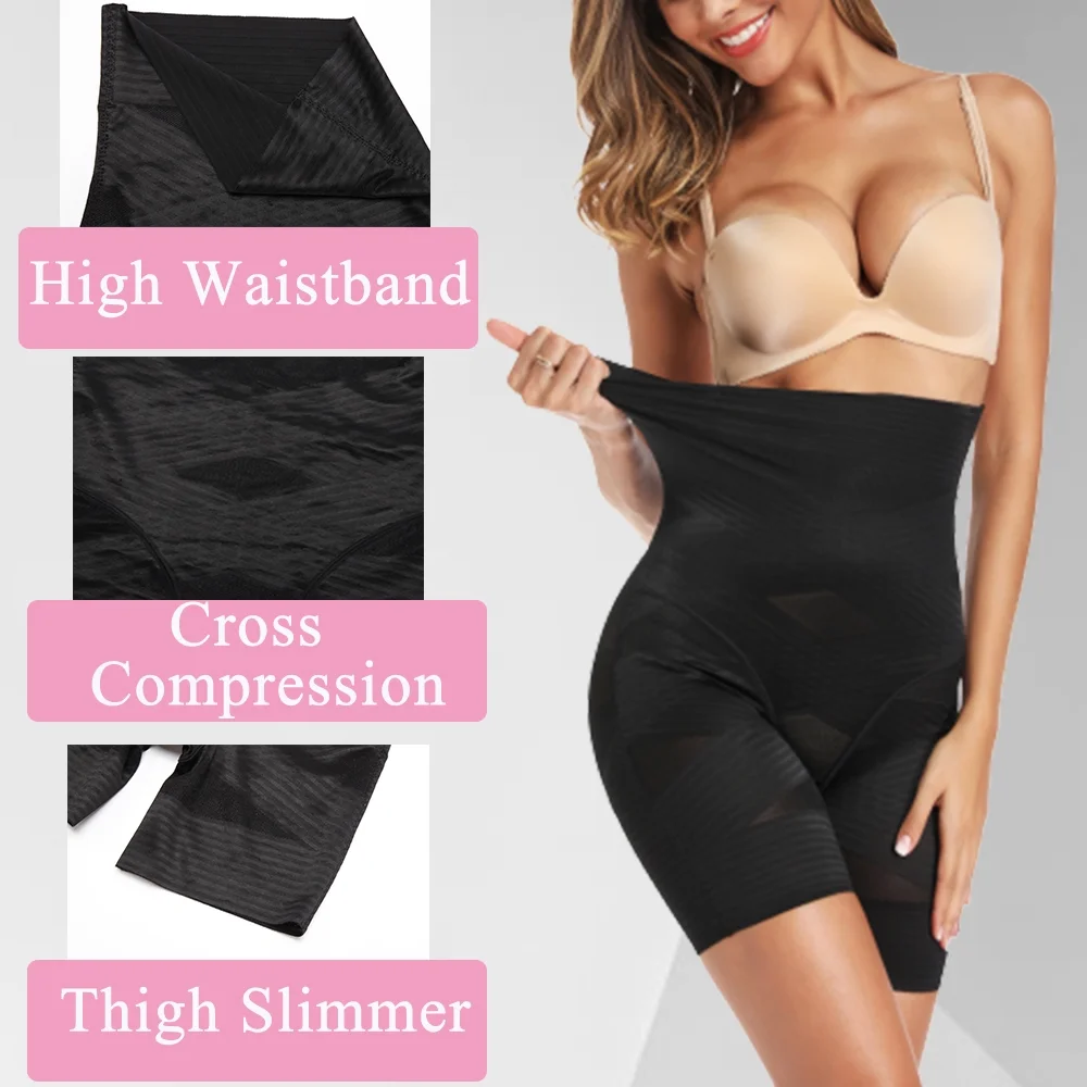 Pantaloni Scurți Modelatori cu Compresie În Cruce pentru Talie, Control Abdomen, Sculptare Corporală, Subțiere Coapse, Joyshaper, negru [3]
