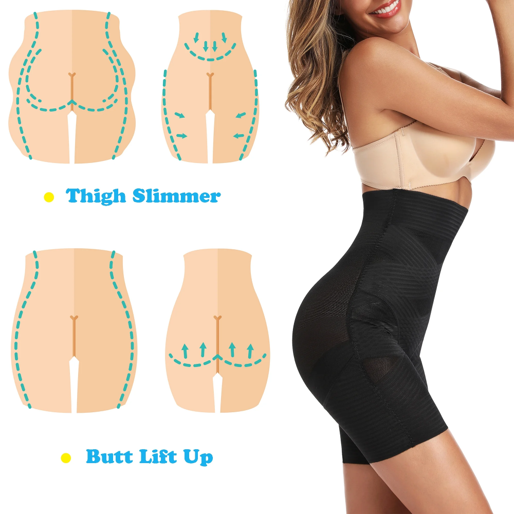 Pantaloni Scurți Modelatori cu Compresie În Cruce pentru Talie, Control Abdomen, Sculptare Corporală, Subțiere Coapse, Joyshaper, negru [7]