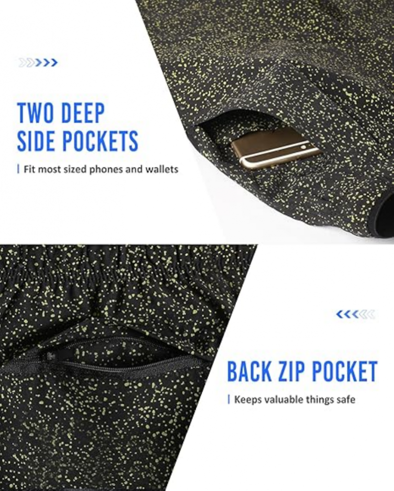 Pantaloni scurti pentru barbati, ideali pentru alergare, antrenamente si activitati de zi cu zi, 15 cm, usori, cu uscare rapida si buzunar cu fermoar, MaaMgic, negru, marime S [3]