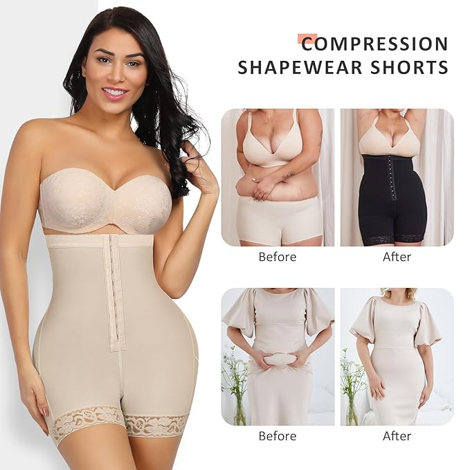 Pantaloni scurti si body modelator pentru Femei, FeelinGirl, Controlul Burții, Ridicător de Fund, Subțierea Coapselor, Talie Înaltă [2]