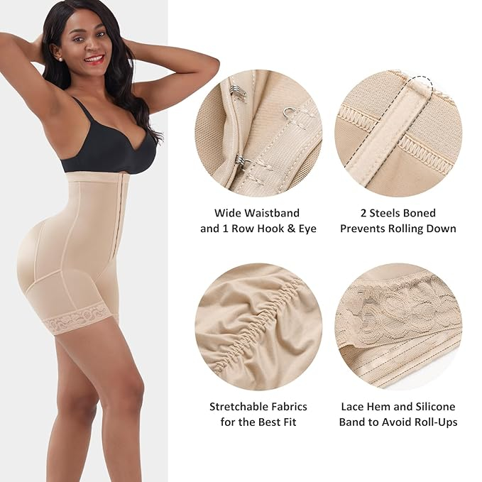 Pantaloni scurti si body modelator pentru Femei, FeelinGirl, Controlul Burții, Ridicător de Fund, Subțierea Coapselor, Talie Înaltă [4]