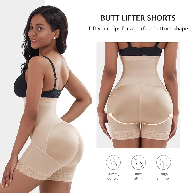 Pantaloni scurti si body modelator pentru Femei, FeelinGirl, Controlul Burții, Ridicător de Fund, Subțierea Coapselor, Talie Înaltă [3]