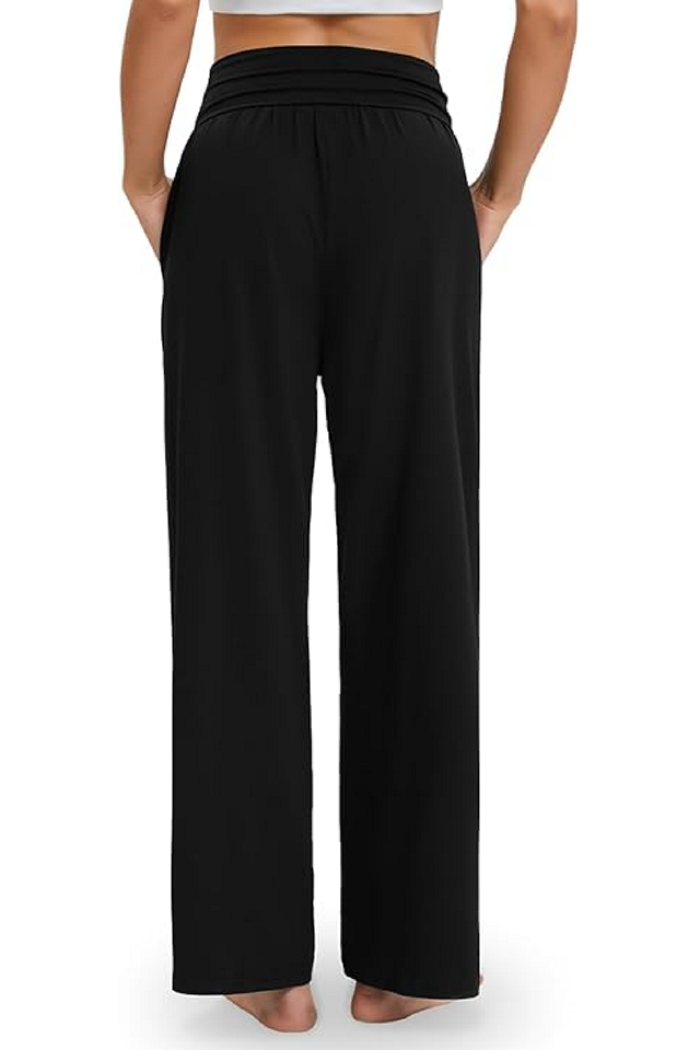 Pantaloni Sport Largi de Damă,  Stil Modern, pentru Antrenament și Relaxare, NEGRU [5]