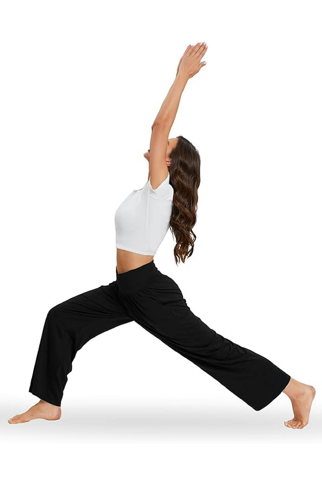 Pantaloni Sport Largi de Damă,  Stil Modern, pentru Antrenament și Relaxare, NEGRU [6]