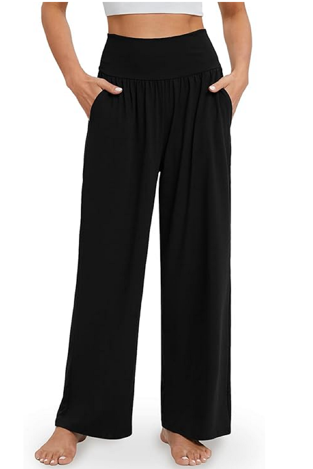 Pantaloni Sport Largi de Damă,  Stil Modern, pentru Antrenament și Relaxare, NEGRU [1]