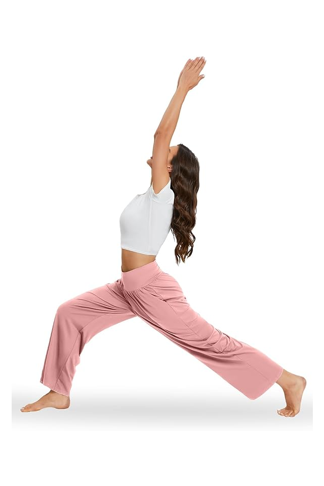 Pantaloni Sport Largi de Damă,  Stil Modern, pentru Antrenament și Relaxare, roz [6]