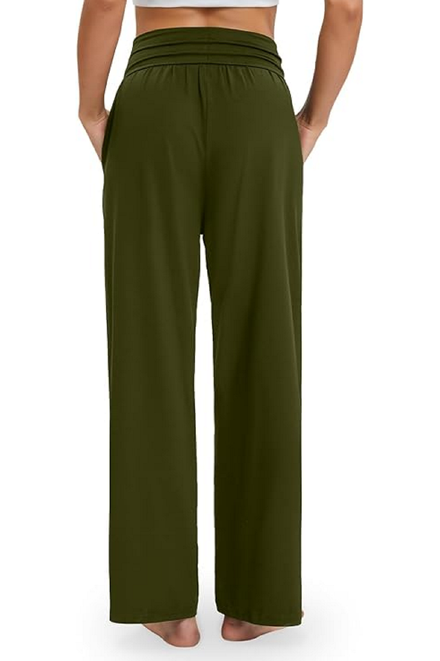 Pantaloni Sport Largi de Damă,  Stil Modern, pentru Antrenament și Relaxare, verde [5]