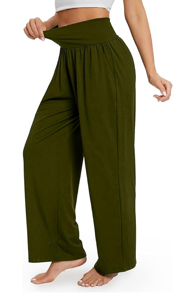 Pantaloni Sport Largi de Damă,  Stil Modern, pentru Antrenament și Relaxare, verde [4]
