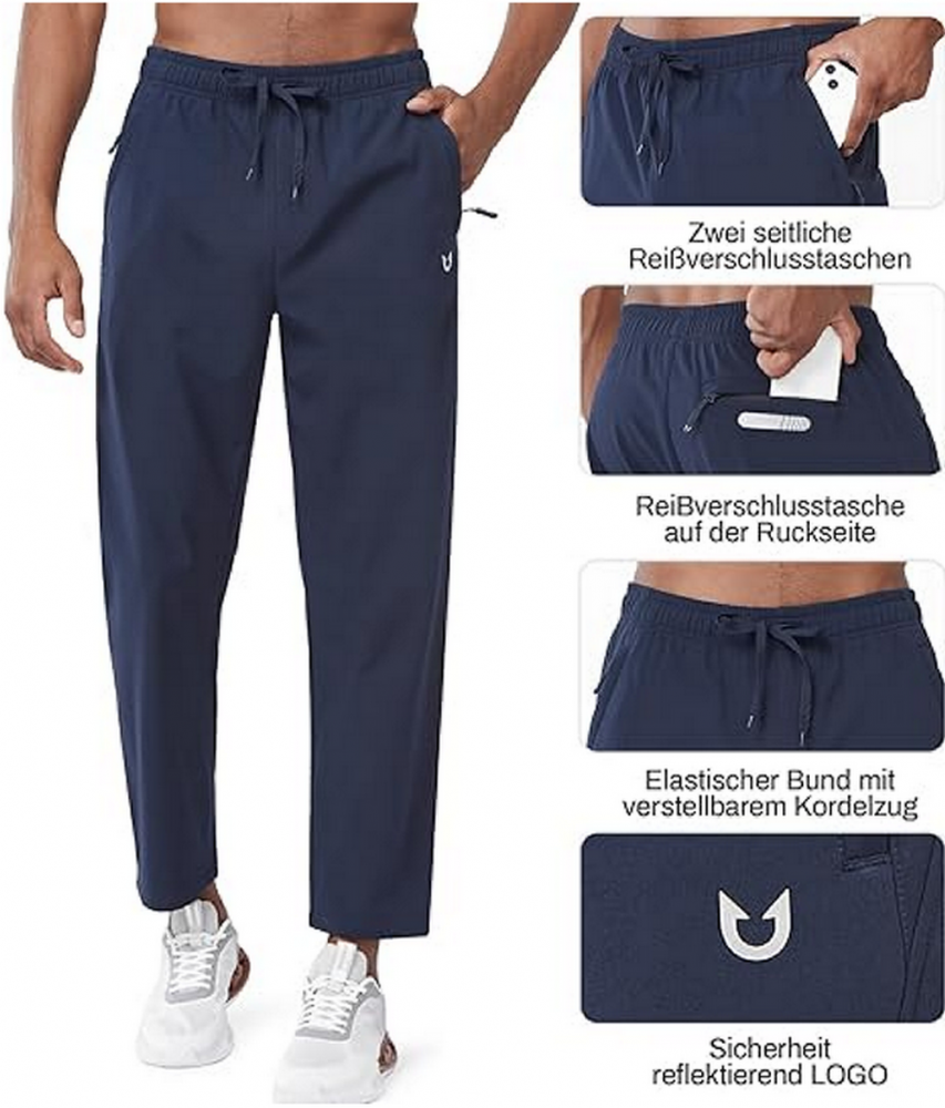 Pantaloni termici pentru barbati NORTHYARD, de iarna, captusiti cu fleece, lungi si calzi, impermeabili, pentru sport in aer liber, cu buzunare, cu fermoar, bleumarin, marime 2XL [2]