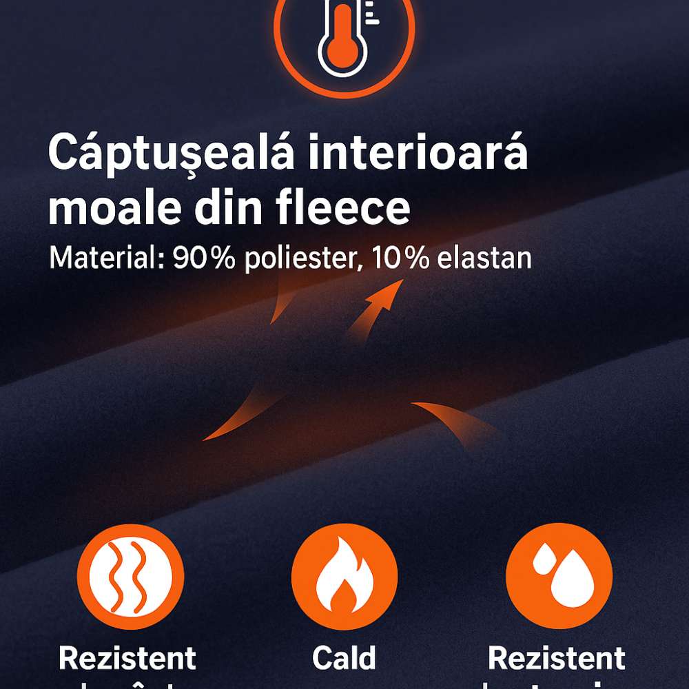 Pantaloni termici pentru barbati NORTHYARD, de iarna, captusiti cu fleece, lungi si calzi, impermeabili, pentru sport in aer liber, cu buzunare, cu fermoar, bleumarin, marime 2XL [4]