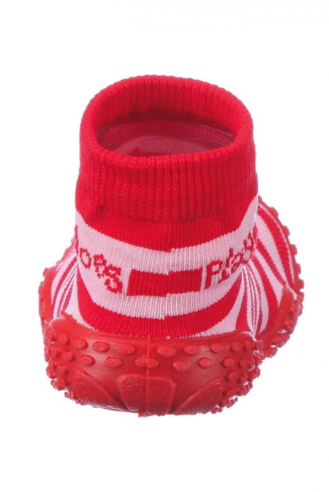 Pantofi de apa copii, Playshoes, Anti-derapant, Cauciuc/Textil, rosu-alb, 18-19 [4]