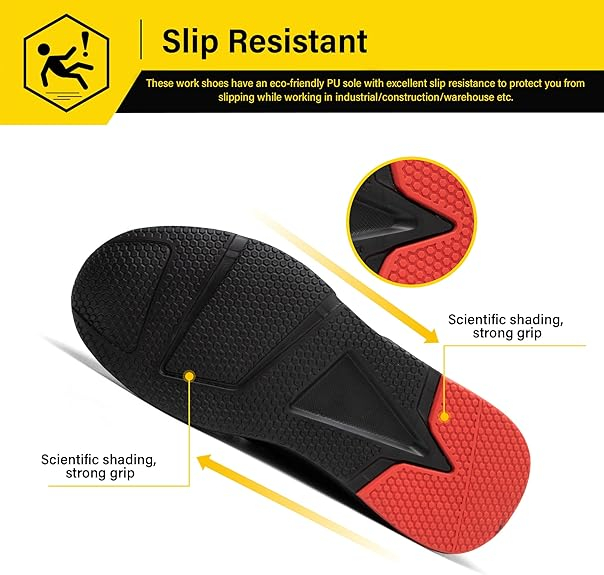 Pantofi de Protecție Ulogu cu Bombeu din Oțel, Impermeabili, Ușori și Anti-Alunecare pentru Muncă și Activități Industriale, Negru [2]