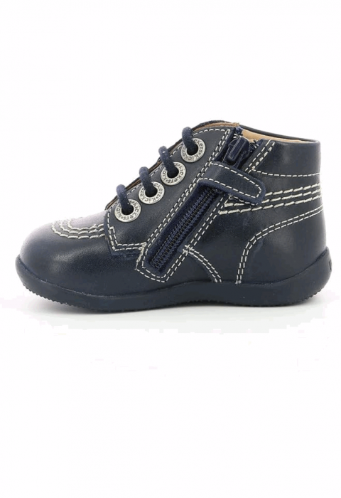 Pantofi din piele pentru bebeluși,Kickers Billy Zip-2, Bleumarin, 18 EU [3]