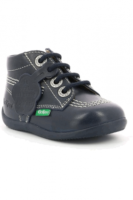 Pantofi din piele pentru bebeluși,Kickers Billy Zip-2, Bleumarin, 18 EU [4]