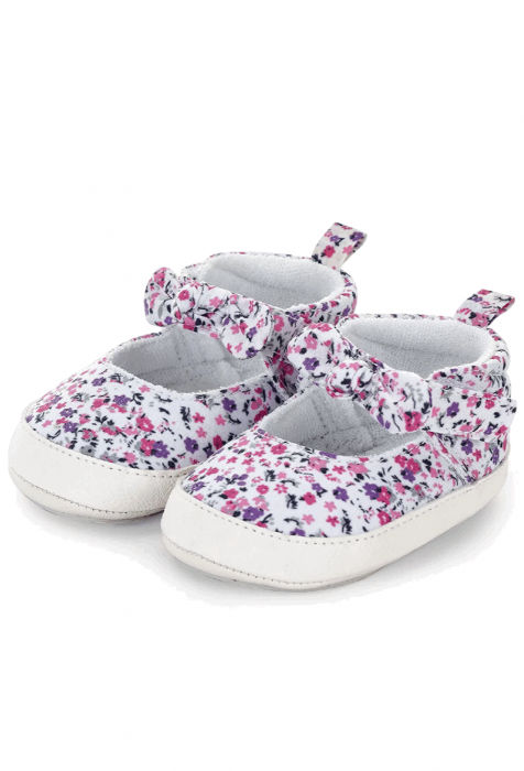 Pantofi pentru bebelusi, Sterntaler, roz cu imprimeu flori, textil, 15-16, 4-6 luni [2]