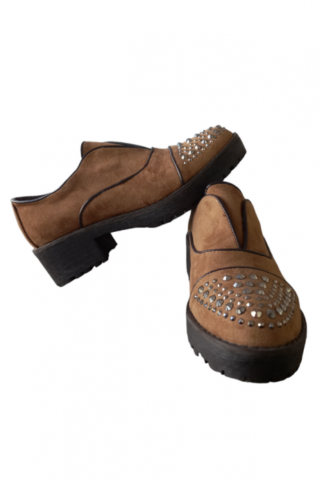 Pantofi piele intoarsa dama, Corina, maro , 38 [3]
