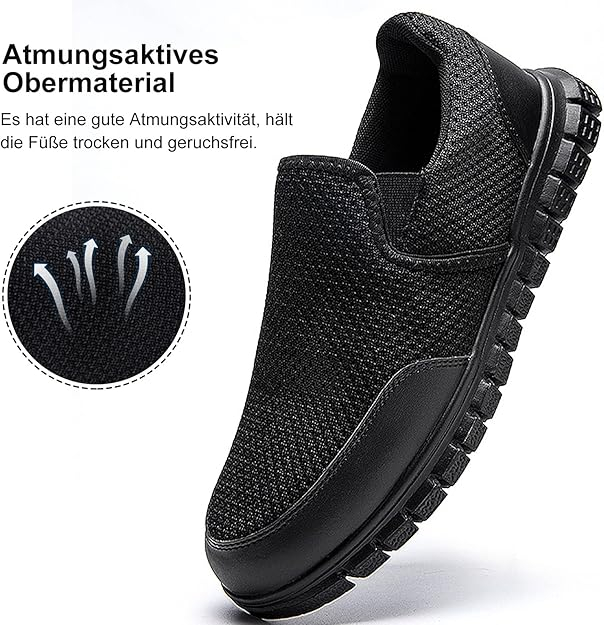 Pantofi Sport Slip-On AZSDXS pentru Bărbați, Respirabili, Antiderapanți, Ușori și Confortabili, marime 45, Negru, NPBV [7]