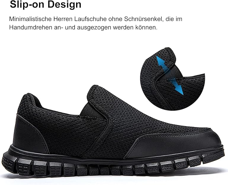 Pantofi Sport Slip-On AZSDXS pentru Bărbați, Respirabili, Antiderapanți, Ușori și Confortabili, marime 45, Negru, NPBV [6]