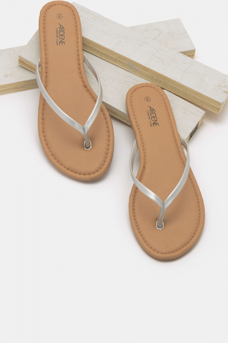 Papuci dama din piele artificiala, Brant din spuma, Ardene, gri-maro, marime 36 [2]
