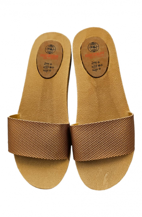 Papuci de dama, Gezer, culoare Bronz satinat, marime 41 [2]