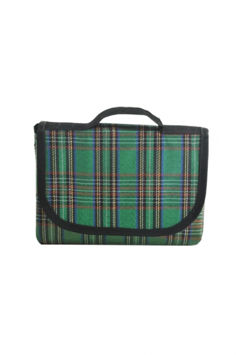 Patura impermeabila pentru picnic sau pentru plaja, model in carouri verzi, 150x100 cm [2]