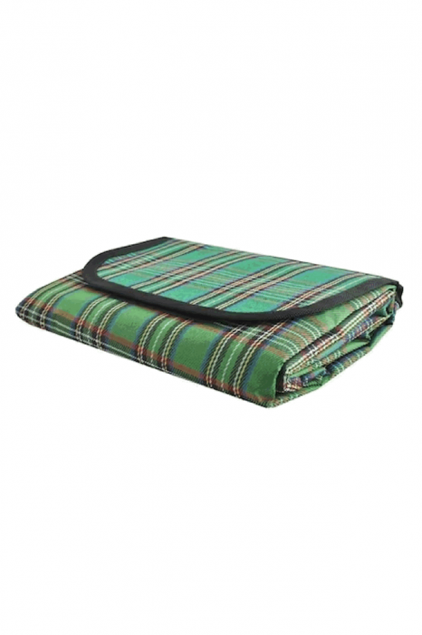 Patura impermeabila pentru picnic sau pentru plaja, model in carouri verzi, 150x100 cm [4]