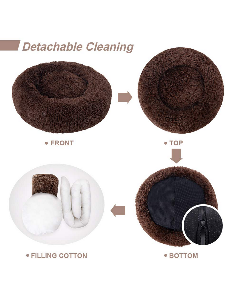 Patut pentru animale din catifea si bumbac, antialunecare, maro, diametru 60cm NIBESSER - 4GHT [4]
