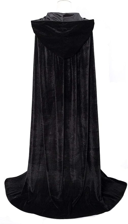 Pelerina cu gluga Halloween, din Catifea, 120 cm, Adulti si Adolescenti, petreceri cosplay, vampir, vrajitoare, mag, Negru [5]