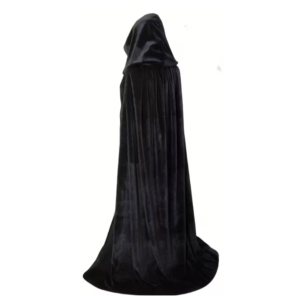 Pelerina cu gluga Halloween, din Catifea, 120 cm, Adulti si Adolescenti, petreceri cosplay, vampir, vrajitoare, mag, Negru [4]