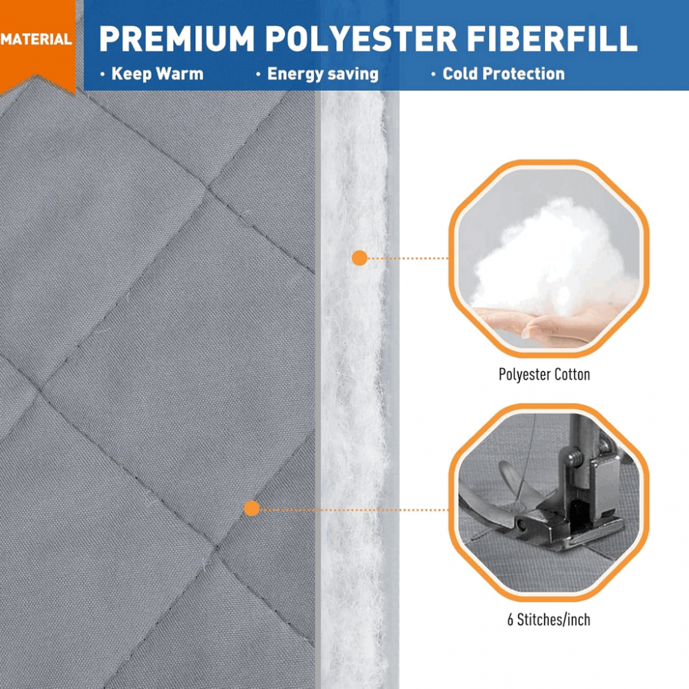 Perdea termica izolatoare magnetica pentru usa, poliester,MAGZO, 90x210cm, gri [5]