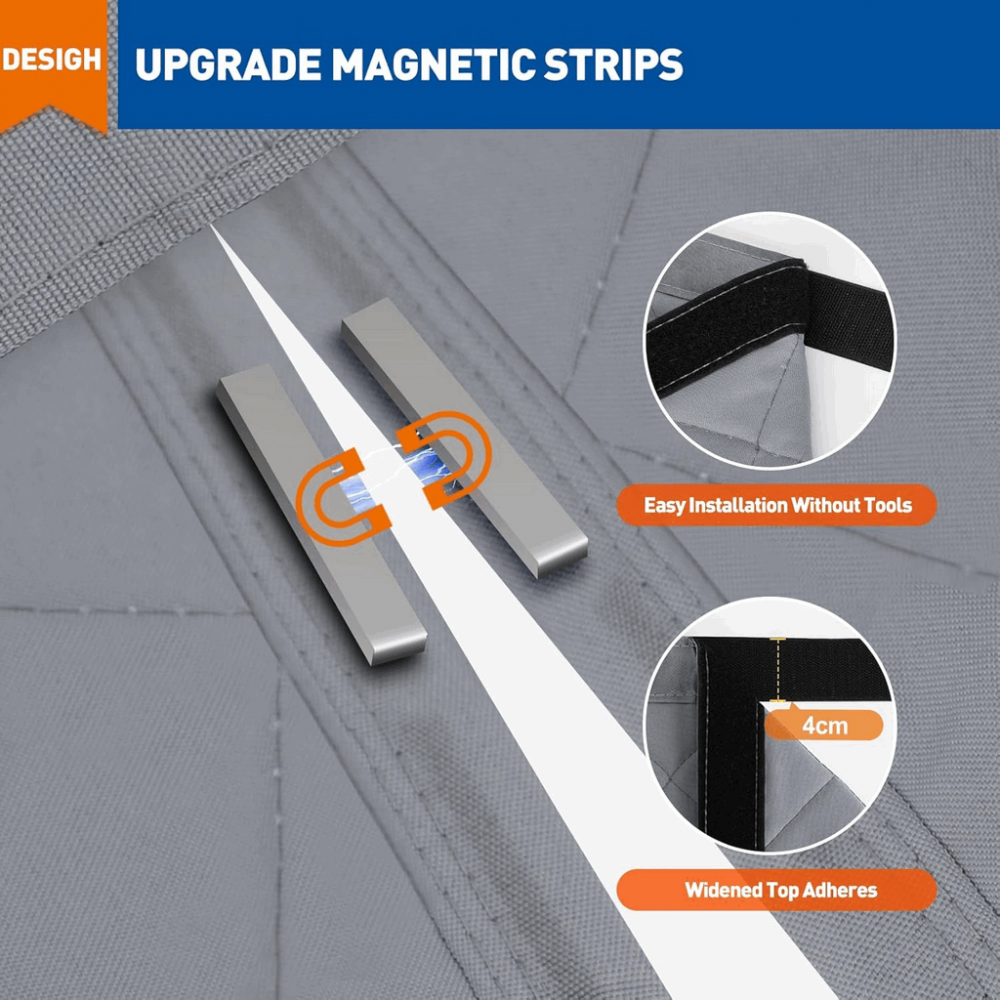 Perdea termica izolatoare magnetica pentru usa, poliester,MAGZO, 90x210cm, gri [6]
