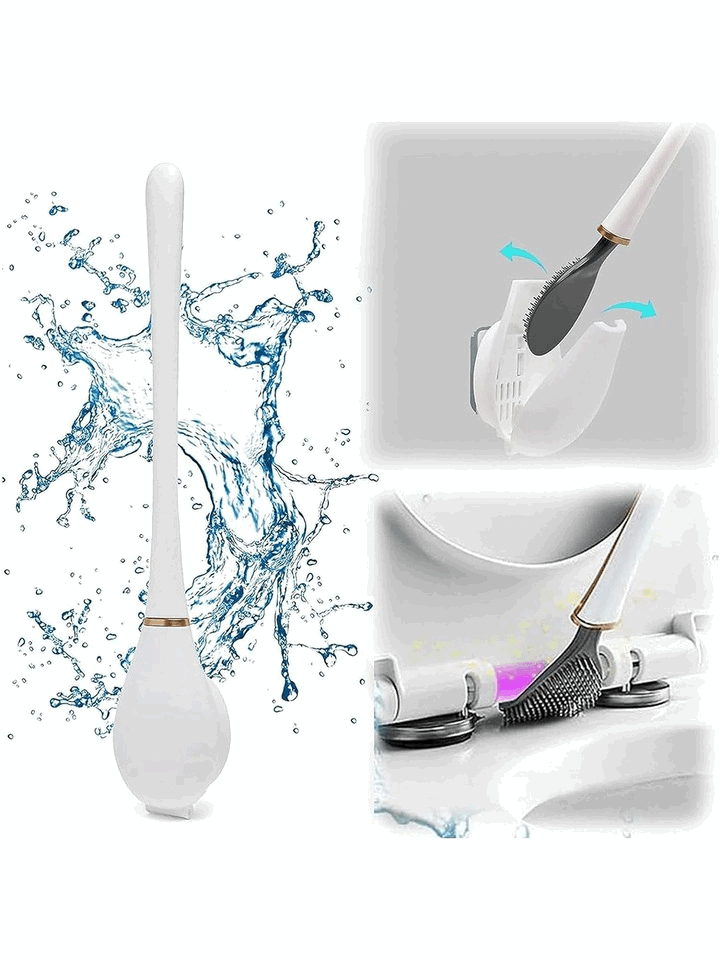 Perie WC din silicon pentru toaleta, Brush, cap flexibil, 42.5x8CM, autoadeziv pe perete [2]