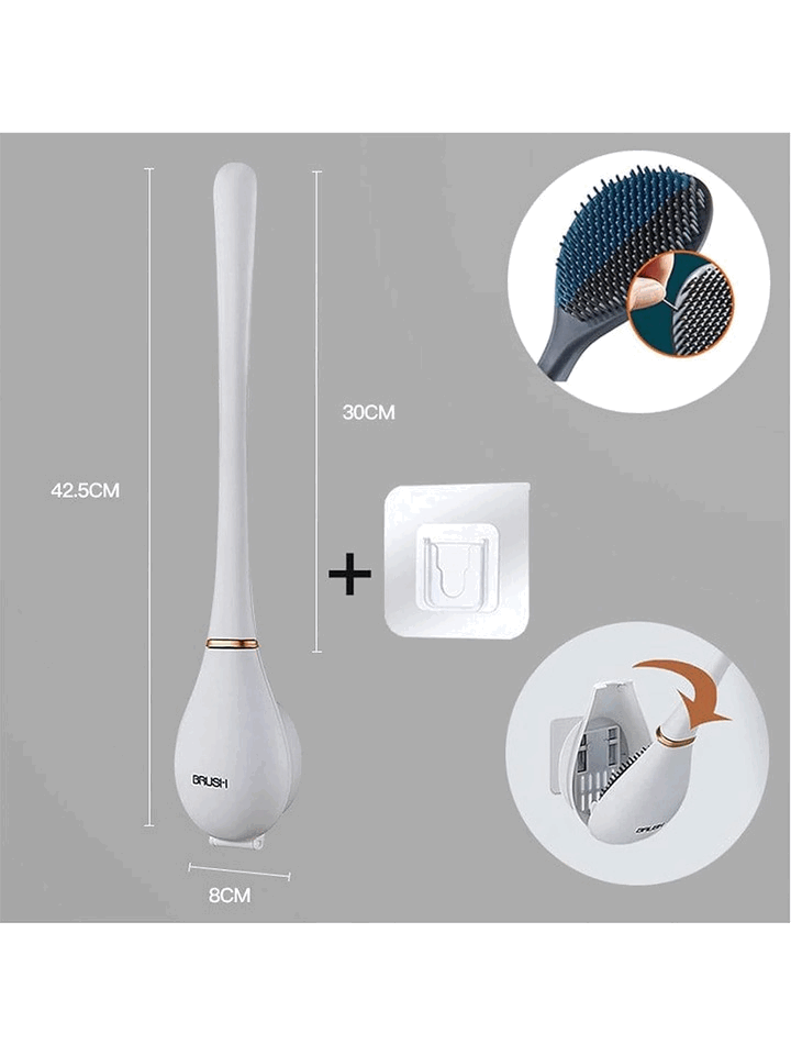 Perie WC din silicon pentru toaleta, Brush, cap flexibil, 42.5x8CM, autoadeziv pe perete [5]
