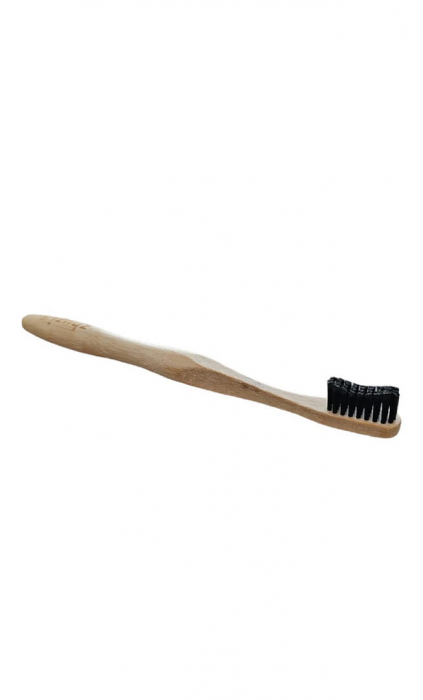 Periuta de dinti din bambus natural, Zhuzi, vegan si fara bpa 19 x 1,5 x 0,5 cm [4]