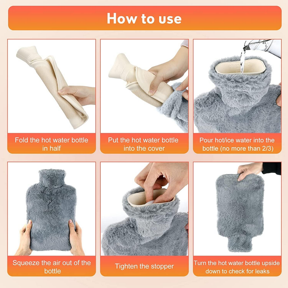 Perna pentru apa calda, capacitate 2l, din cauciuc, cu husa pufoasa, Ideal Swan, Gri [4]