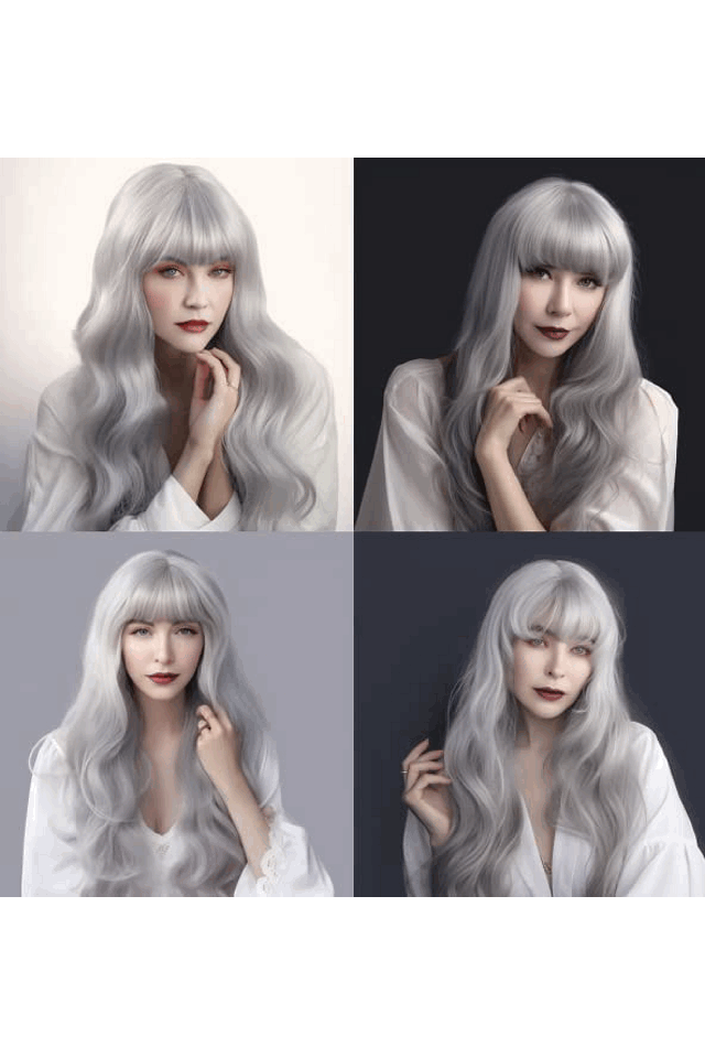 Perucă  cu Fibră Termorezistentă pentru Cosplay, Petreceri, RODIISKY, argintiu, 65 cm, 3H5Z [6]