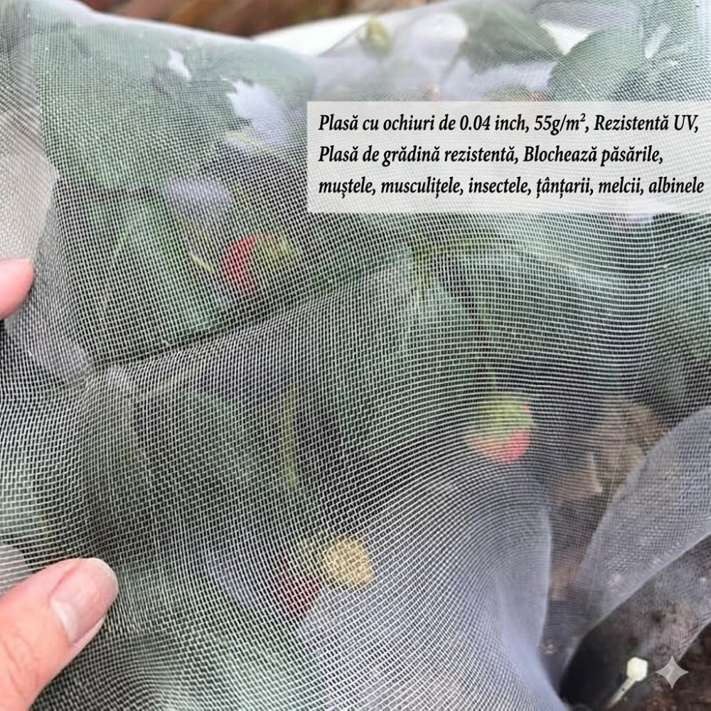 Plasă de grădină anti-insecte 2 × 9 m, Vocray, Plasă fină protecție plante, HDPE rezistent UV, Albă [2]