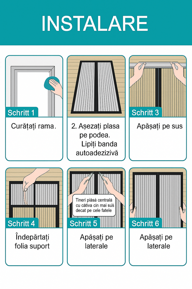 Plasa Magnetica pentru Usa, 140 x 210 cm, Protectie impotriva Insectelor, Inchidere Automata, Neagra [6]