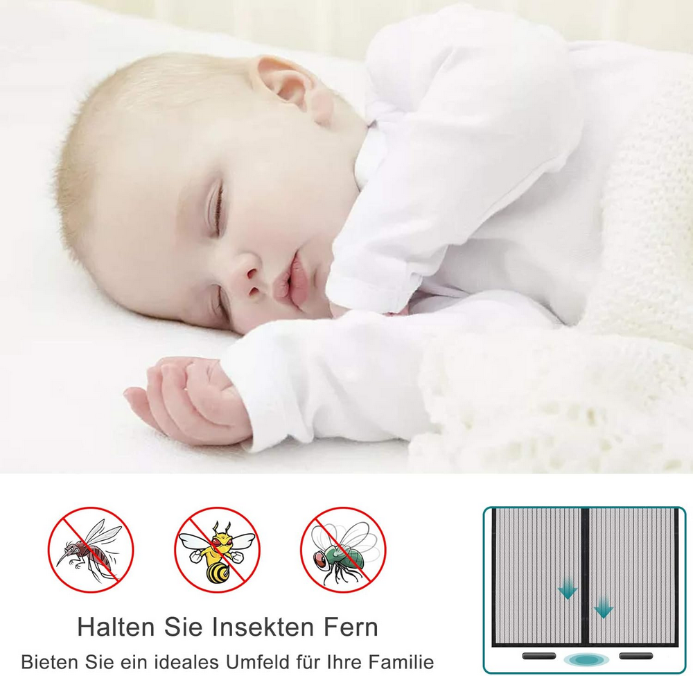Plasa Magnetica pentru Usa, 95 x 210 cm, Protectie impotriva Insectelor, Inchidere Automata, Neagra [4]