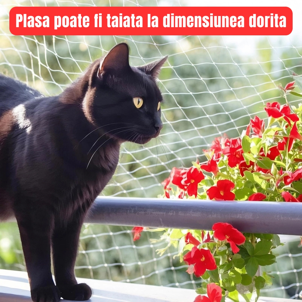 Plasa protectie pisici 10x3 m, balcon si fereastra, anti evadare, Diagonala ochi 3 cm, Nylon rezistent, Discreta si Rezistenta, montaj fara gaurire, Protectie anti pasari [3]